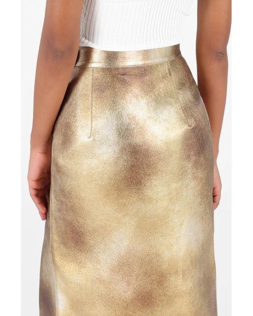 Roberto Cavalli Natural Laminated Leather Skirt