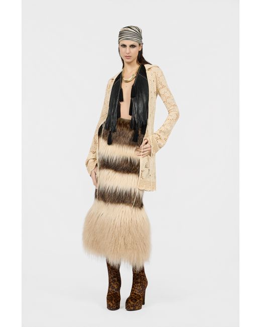 Roberto Cavalli Natural Jaguar Crochet Cardigan