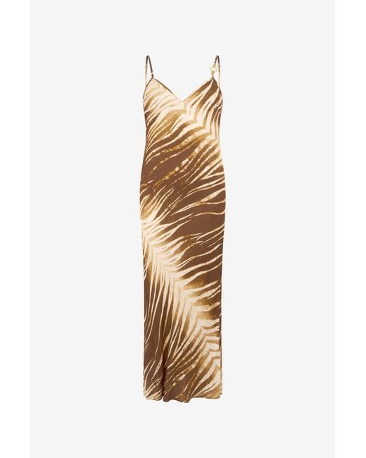 Roberto Cavalli Metallic Natural Barb Print Dress