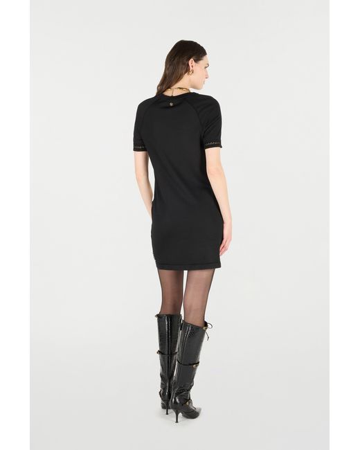 Roberto Cavalli Black Mini Dress With Floral Print