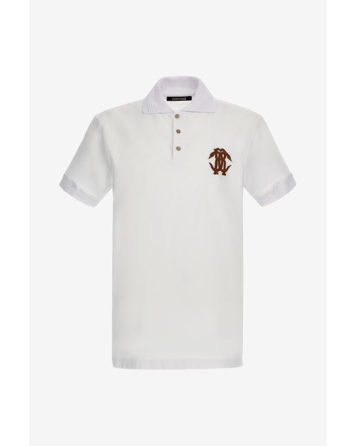 Roberto Cavalli Monogram Mirror Snake Polo in White for Men Lyst UK