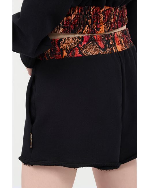 Roberto Cavalli Blue Sports Shorts With Python Print Waistband