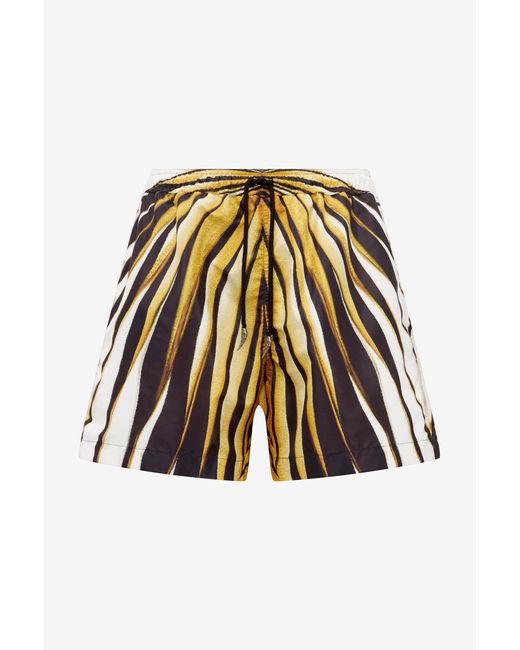 Roberto Cavalli White Ray Of Print Nylon Sea Shorts for men