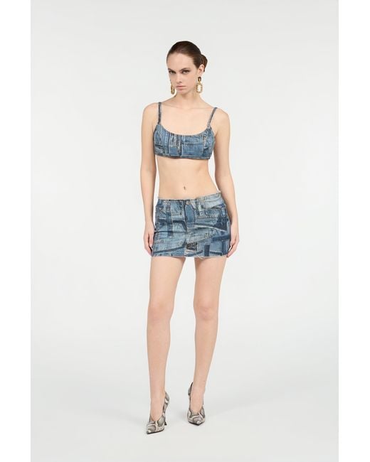 Roberto Cavalli Blue Patchwork Capsule Collection Denim Mini Skirt