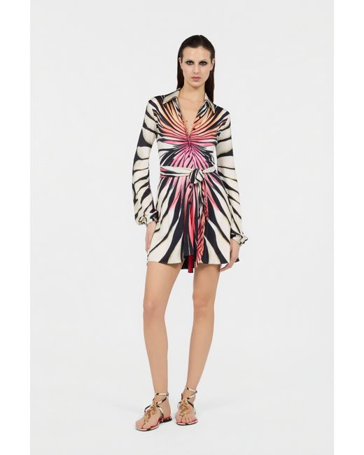Roberto Cavalli White Ray Of Paradise Print Mini Dress