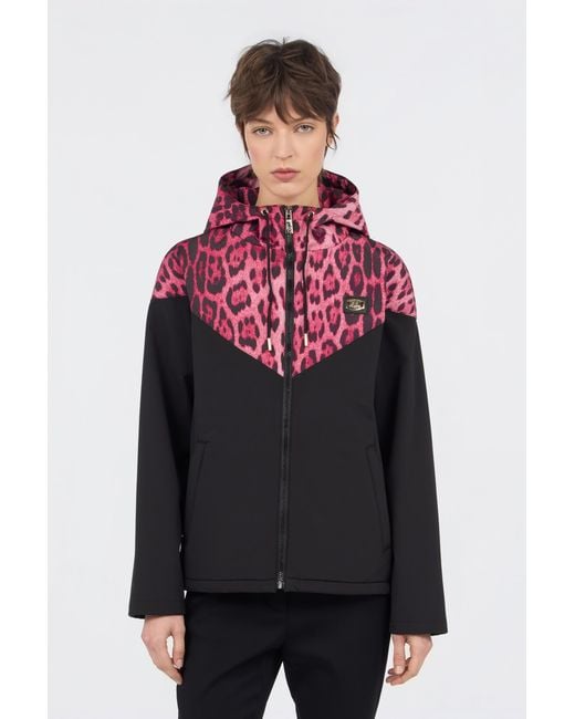 Roberto Cavalli Red Hooded Bomber Jacket