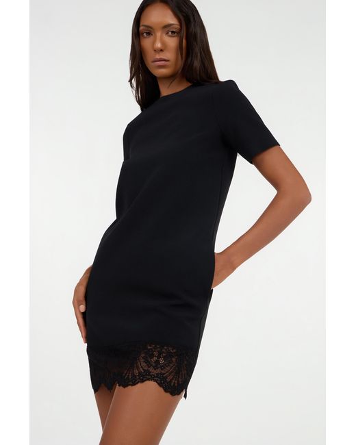 Roberto Cavalli Black Mini Dress With Lace On The Hem