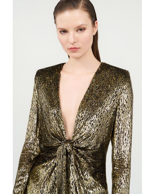 Roberto Cavalli Green Dress With Fil Coupé Leopard Print