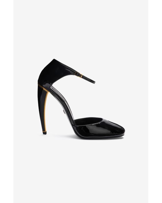 Roberto Cavalli Black Patent Leather Pumps With Fang Heel
