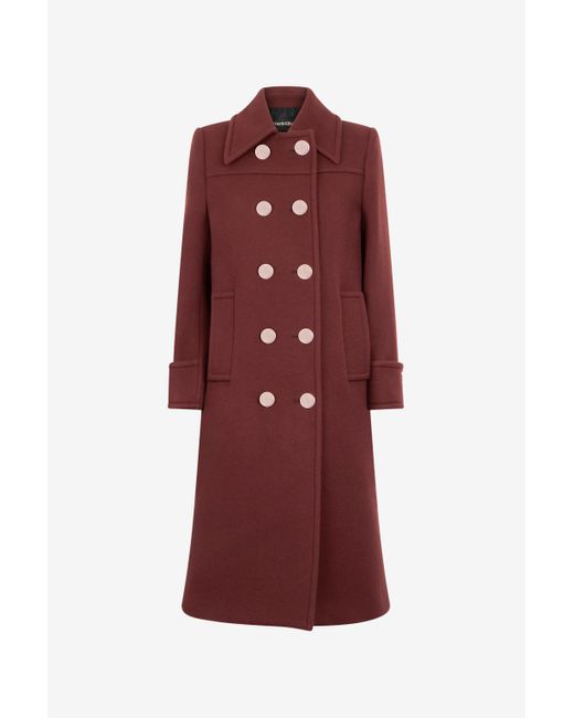 Roberto Cavalli Red Double-Breasted Wool Coat