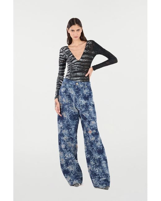 Roberto Cavalli Blue Loose Fit Bleached-Effect Jeans