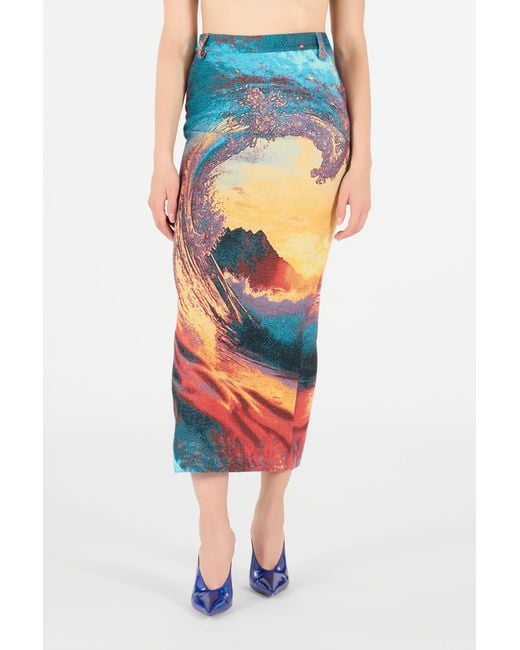 Roberto Cavalli White Itaca Print Skirt