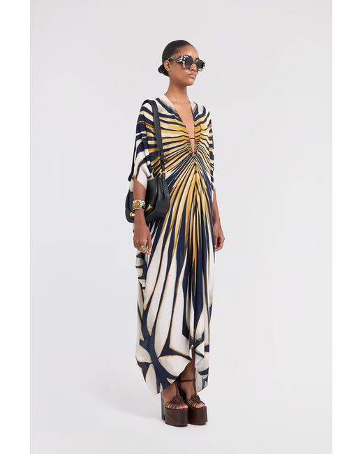 Roberto Cavalli White Ray Of Print Caftan