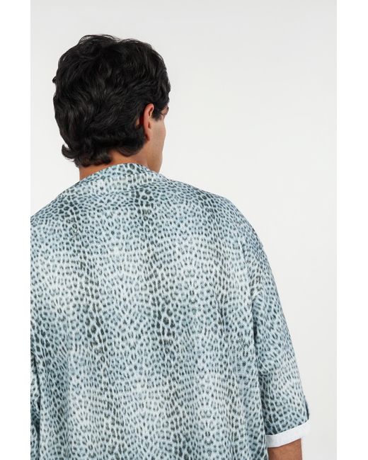 Roberto Cavalli Blue Oversized T-Shirt With Baby Jaguar Print for men