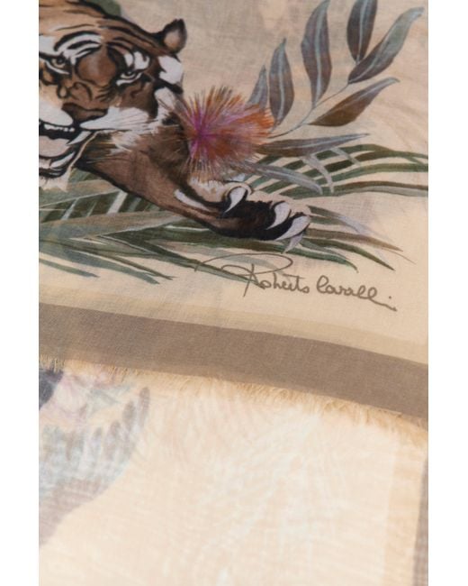 Roberto Cavalli Multicolor Stole With Tiger Print