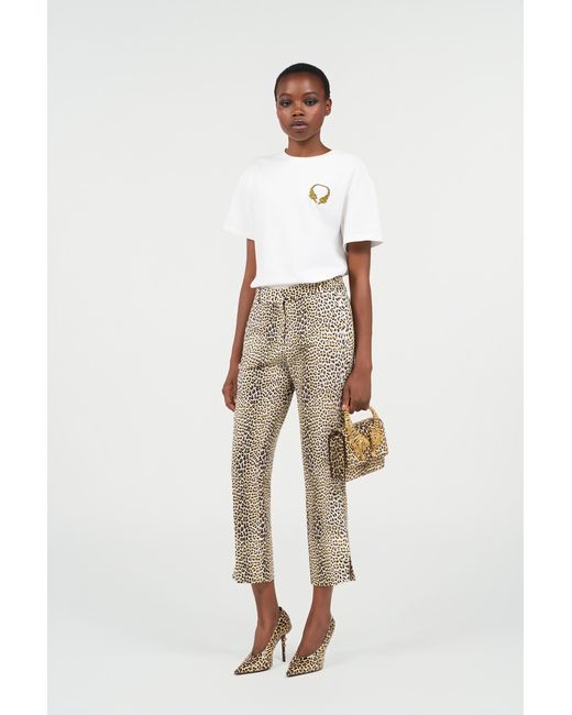 Roberto Cavalli White Cotton T-Shirt With Tigers
