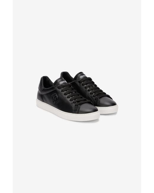 Roberto Cavalli Black Sneaker With Embossed Monogram Rc for men