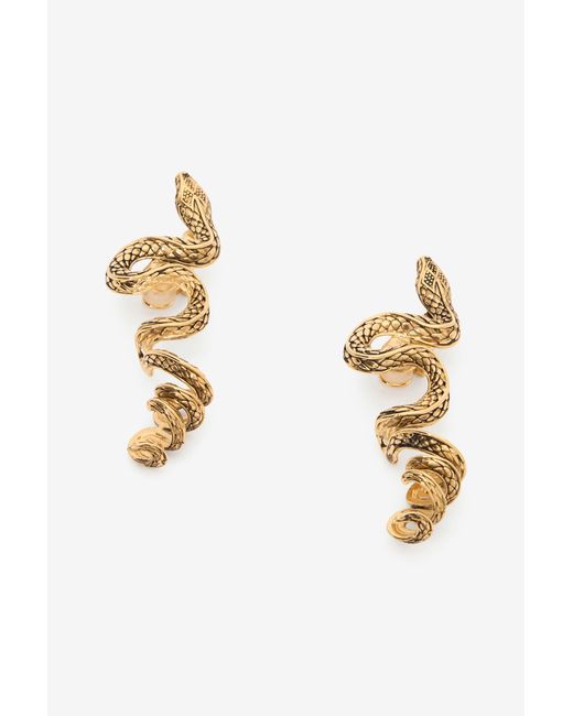 Roberto Cavalli Metallic Antiqued Snake Earrings