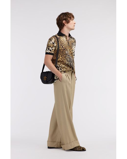 Roberto Cavalli Brown Printed Polo Shirt for men