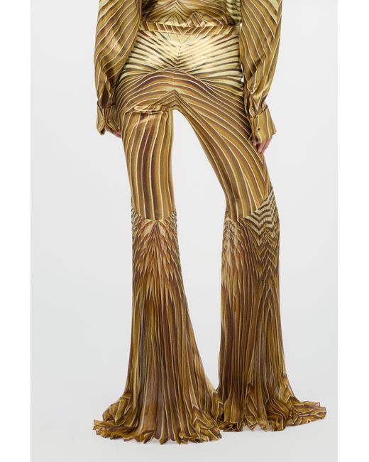 Roberto Cavalli Natural Flared Trousers With Iside Print