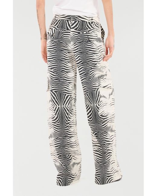Roberto Cavalli Gray Stretch Cotton Pants With Tigress Print