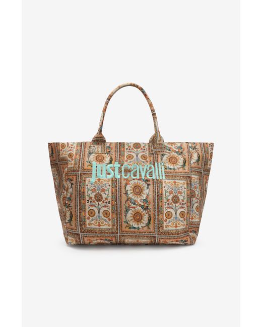 Roberto Cavalli Multicolor Shopping Bag With Persian Tarot Print