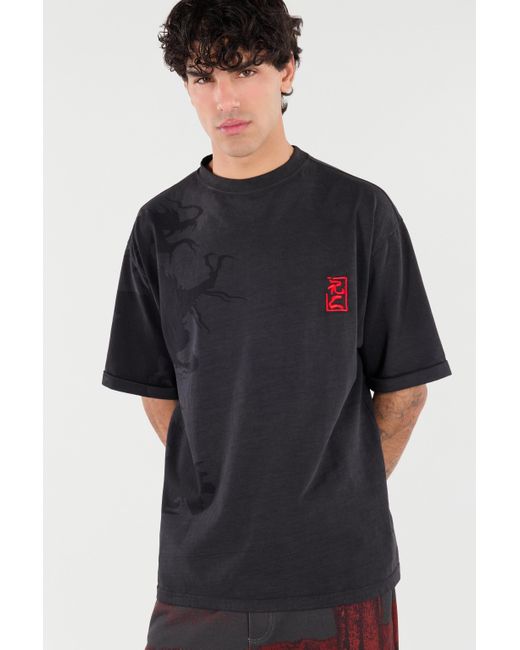 Roberto Cavalli Black T-Shirt With Ideogram Rc Monogram for men