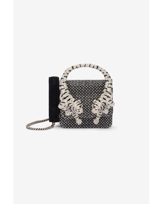 Roberto Cavalli Black Roar Phone Case With Sequins And Tigers