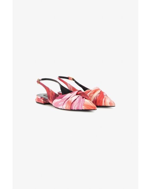 Roberto Cavalli Pink Le Pettegole Slingback With Plumage Print
