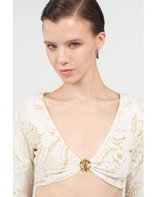 Roberto Cavalli Natural Ornamental Print Top