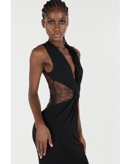 Roberto Cavalli Black Extra-Long Dress With Lace