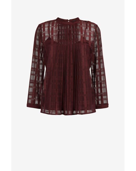 Roberto Cavalli Purple Just Cavalli Check-Jacquard Pleated Top