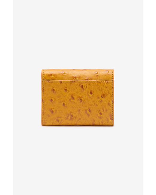 Roberto Cavalli Orange Ostrich-Effect Flap Card Holder