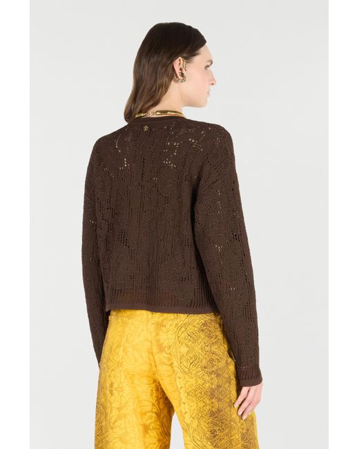 Roberto Cavalli Brown Crochet Effect Sweater
