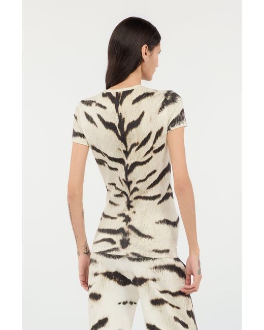 Roberto Cavalli White T-Shirt With Tigresse Ogat X Print