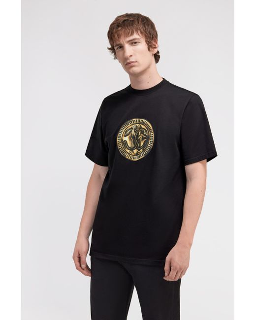 Roberto Cavalli Black T-Shirt With Printed Logo for men