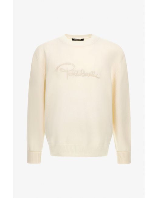 Roberto Cavalli White Logo Sweatshirt for men
