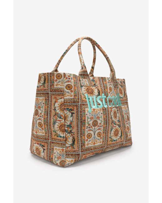 Roberto Cavalli Multicolor Shopping Bag With Persian Tarot Print