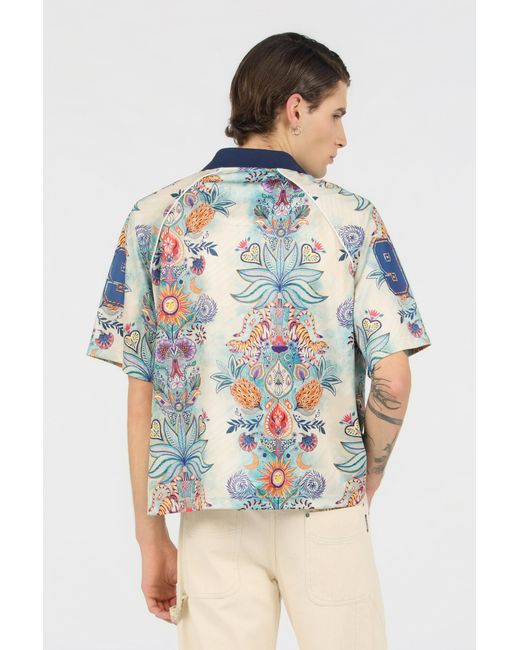 Roberto Cavalli Blue Tropical Garden Print T-Shirt for men