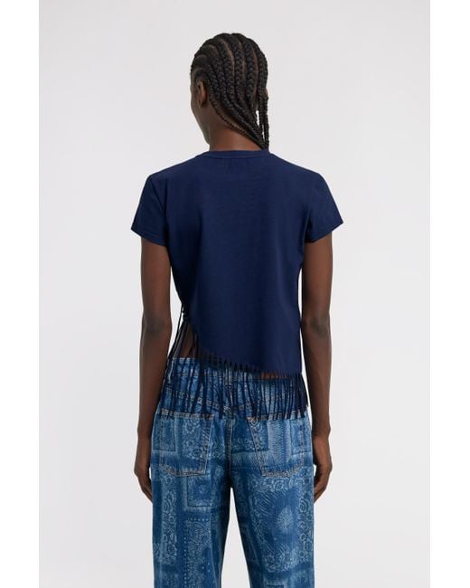 Camiseta Con Flecos Roberto Cavalli de color Blue