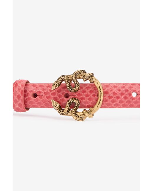 Roberto Cavalli Pink Leather Belt With Snake Buckle