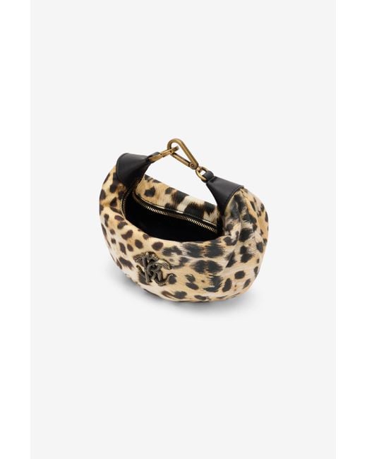 Roberto Cavalli Blue Jaguar Skin Bag With Mirror Snake Monogram