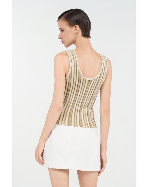 Roberto Cavalli Natural Striped Lurex Knit Top