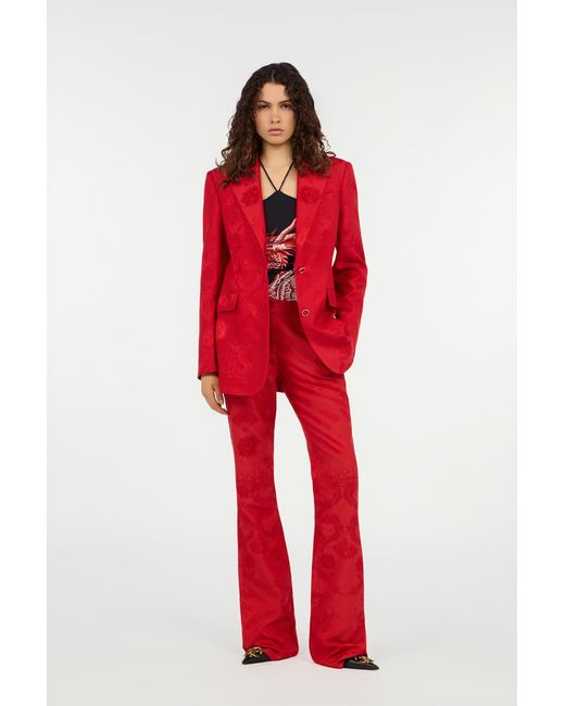 Roberto Cavalli Red Dark Jacket With Dragon Motif