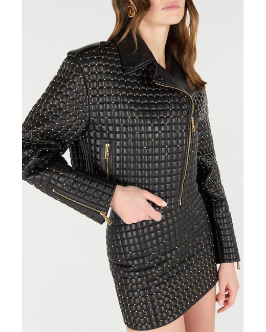 Roberto Cavalli Black Cropped Jacket With 3D-Effect Quilting