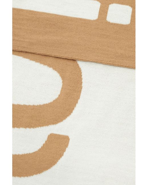 Roberto Cavalli White Wool Blend Scarf With Logo