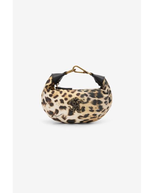 Roberto Cavalli Blue Jaguar Skin Bag With Mirror Snake Monogram