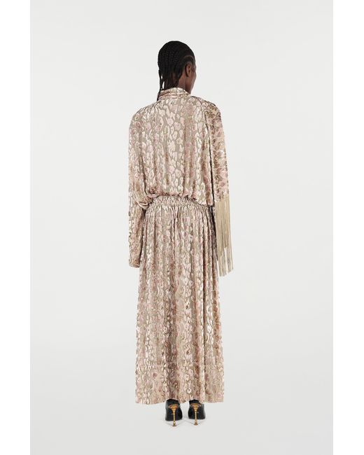 Roberto Cavalli Natural Long Dress With All-Over Dappled Pattern