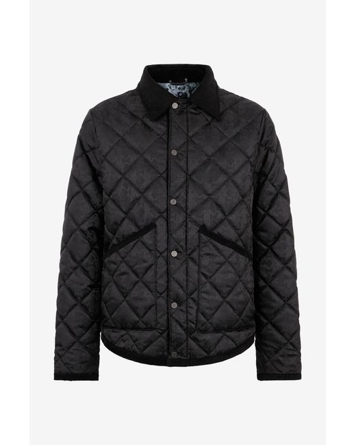 Roberto Cavalli Black Quilted Down Jacket With Monogram Rc for men