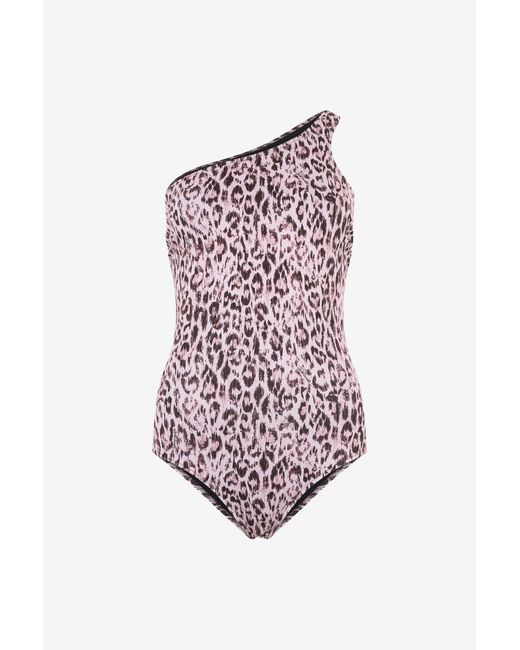 Roberto Cavalli White One-Piece Swimsuit With Jaguar Skin Print